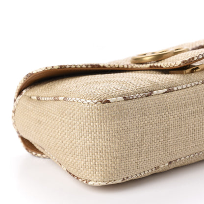 Gucci Raffia Elaphe Matelasse Small GG Marmont Shoulder Bag Natural Cream Brown 6 of 10