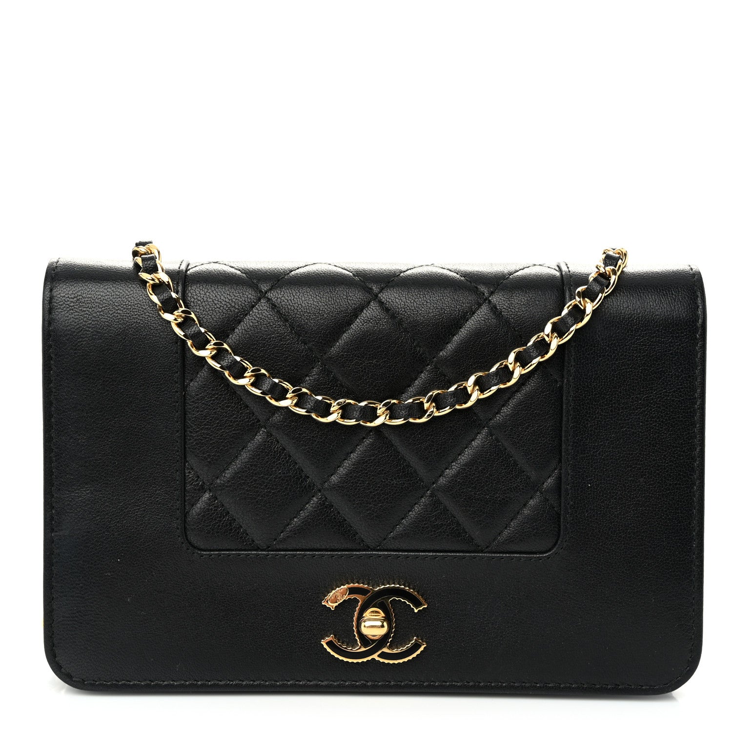 Chanel Sheepskin Quilted Mini Vintage Mademoiselle Wallet On Chain WOC Black 1 of 13