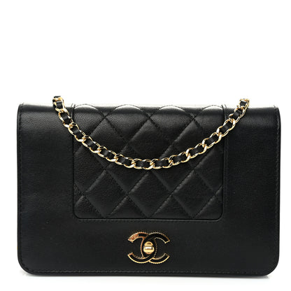 Chanel Sheepskin Quilted Mini Vintage Mademoiselle Wallet On Chain WOC Black 1 of 13