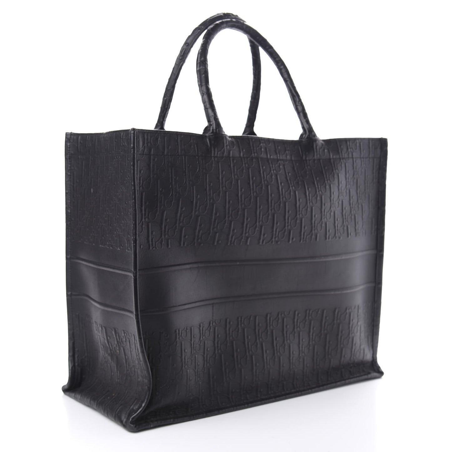 Oblique Calfskin Embossed Book Tote Black
