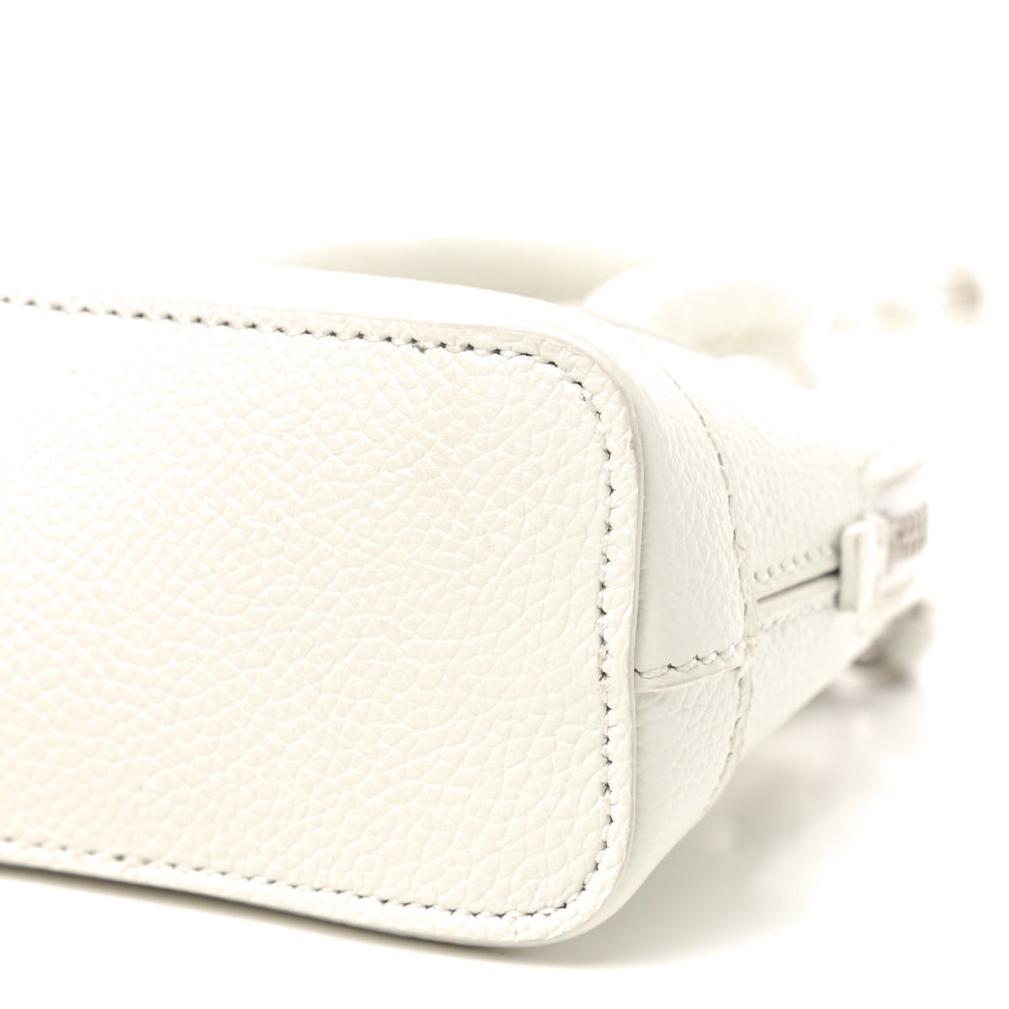 Grained Calfskin Logo Mini Ville Top Handle Bag White Black
