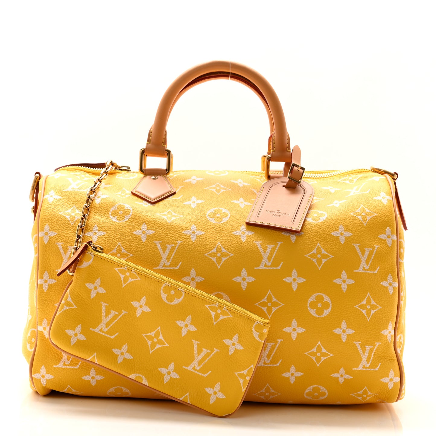 Calfskin Monogram Speedy P9 Bandouliere 40 Jaune Mat