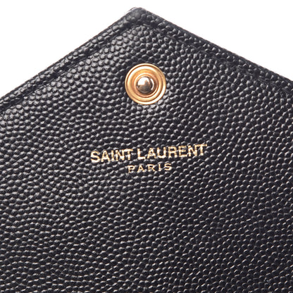 Saint Laurent Grain De Poudre Matelasse Chevron Monogram Envelope Chain Wallet Black 8 of 17