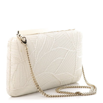 Jimmy Choo Suede Sequin Embroidered Ellipse Clutch Ivory 3 of 9