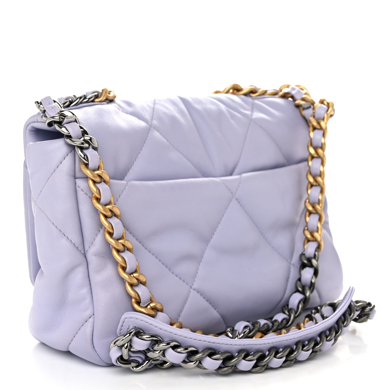 Chanel Lambskin Quilted Medium Chanel 19 Flap Light Purple 3 of 10