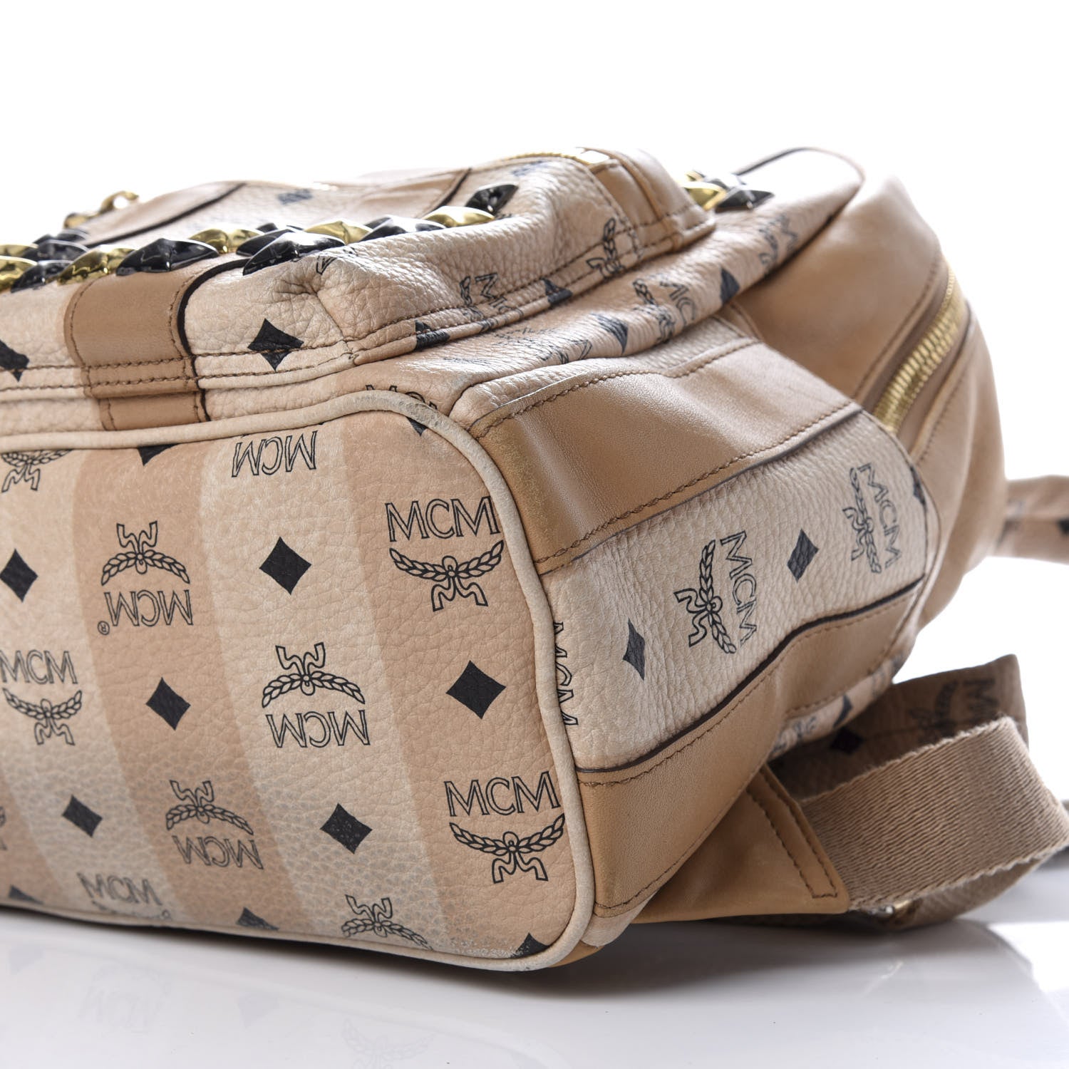MCM Visetos Striped Studded Small Stark M Backpack Beige 8 of 10