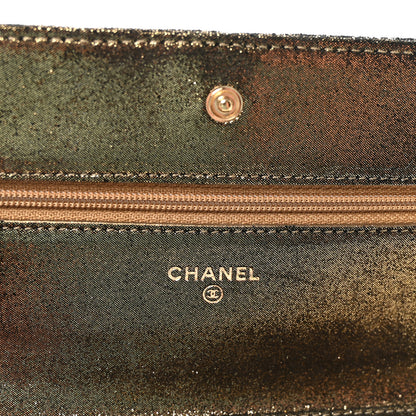 Chanel Iridescent Calfskin Quilted Tartan Button Wallet on Chain WOC Gold 6 of 12