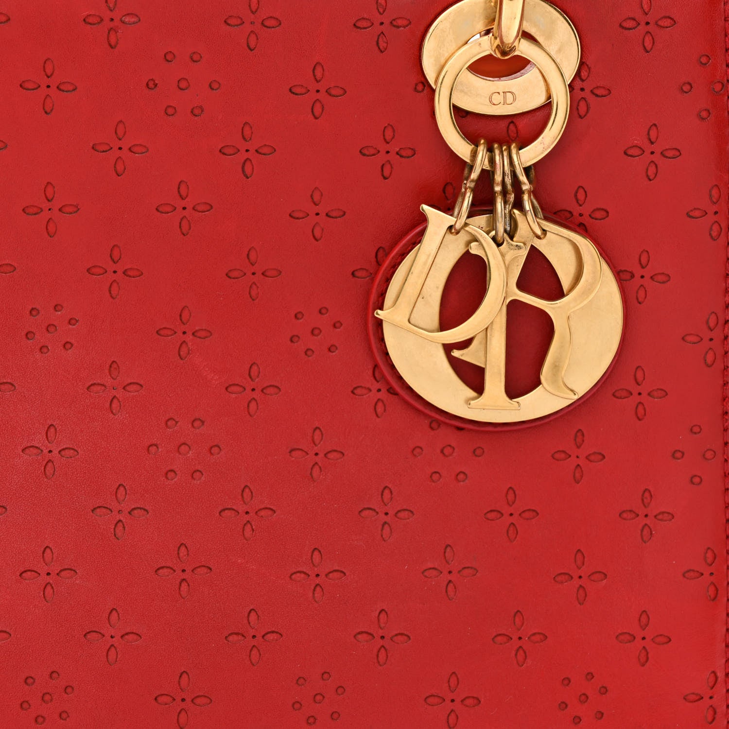 Christian Dior Calfskin Laser Cut Medium Lady Dior Red 8 of 14