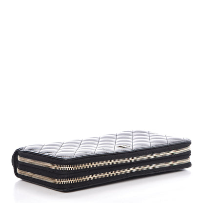 Chanel Lambskin Quilted Large Double Zip Around Organizer Wallet Black 5 of 12