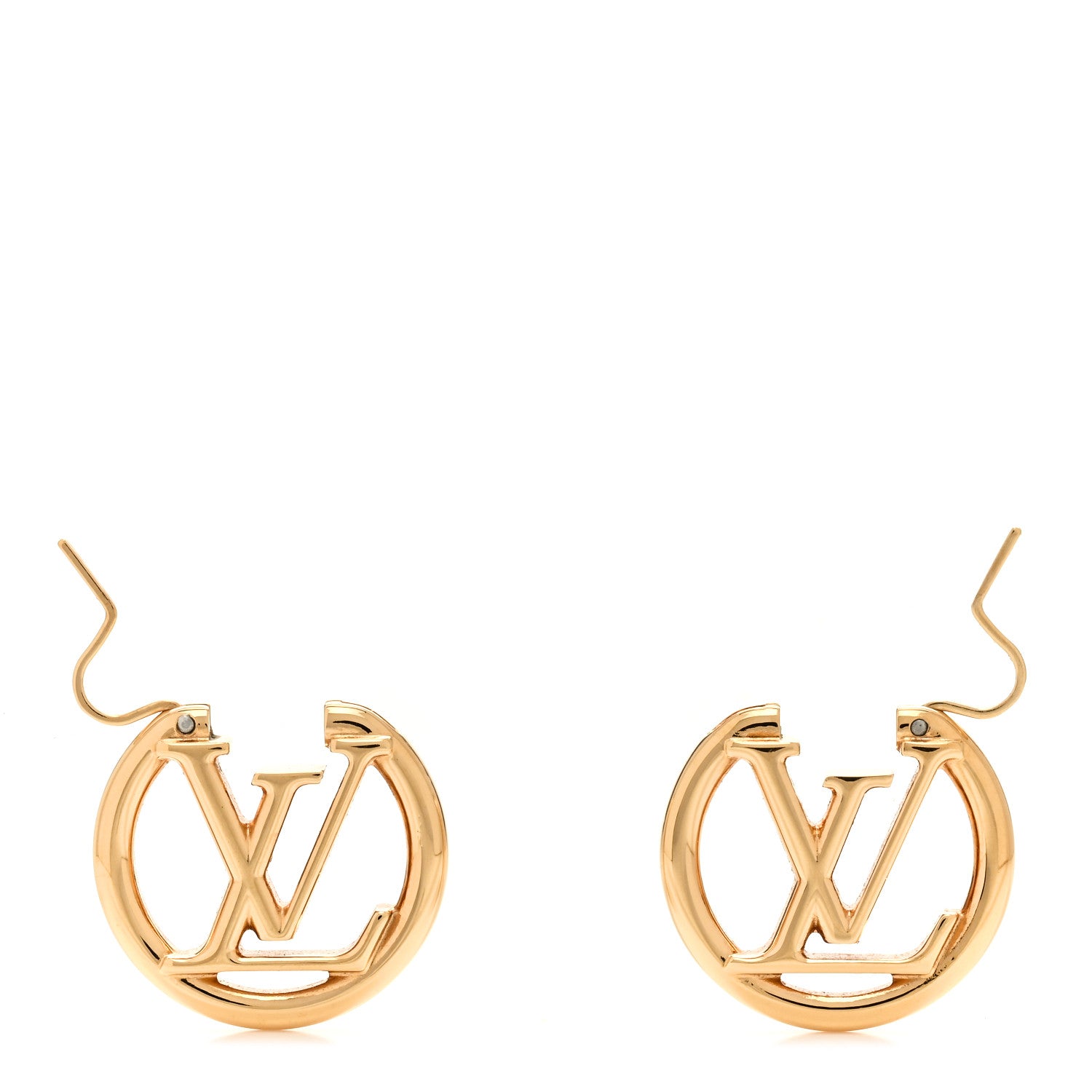 Louis Vuitton Metal Small Louise Hoop Earrings Gold 3 of 5