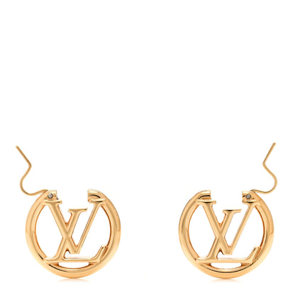 Louis Vuitton Metal Small Louise Hoop Earrings Gold 3 of 5