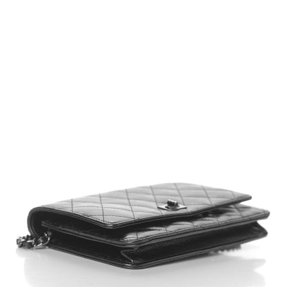 Chanel Metallic Glazed Aged Calfskin Reissue Wallet On Chain WOC Black 4 of 11