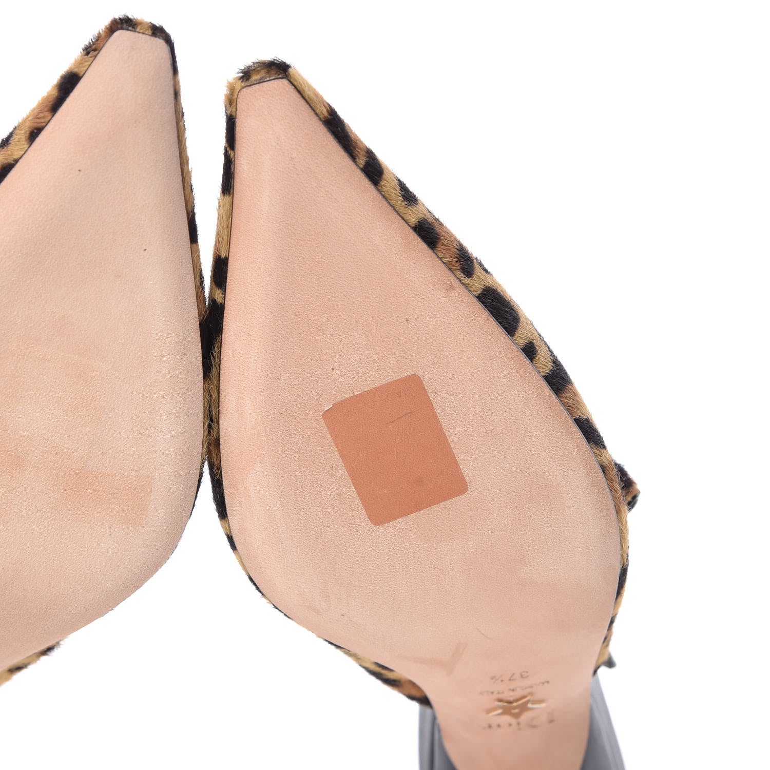Christian Dior Calf Hair Lambskin Leopard Sweet D Slingback Pumps 37.5 8 of 11