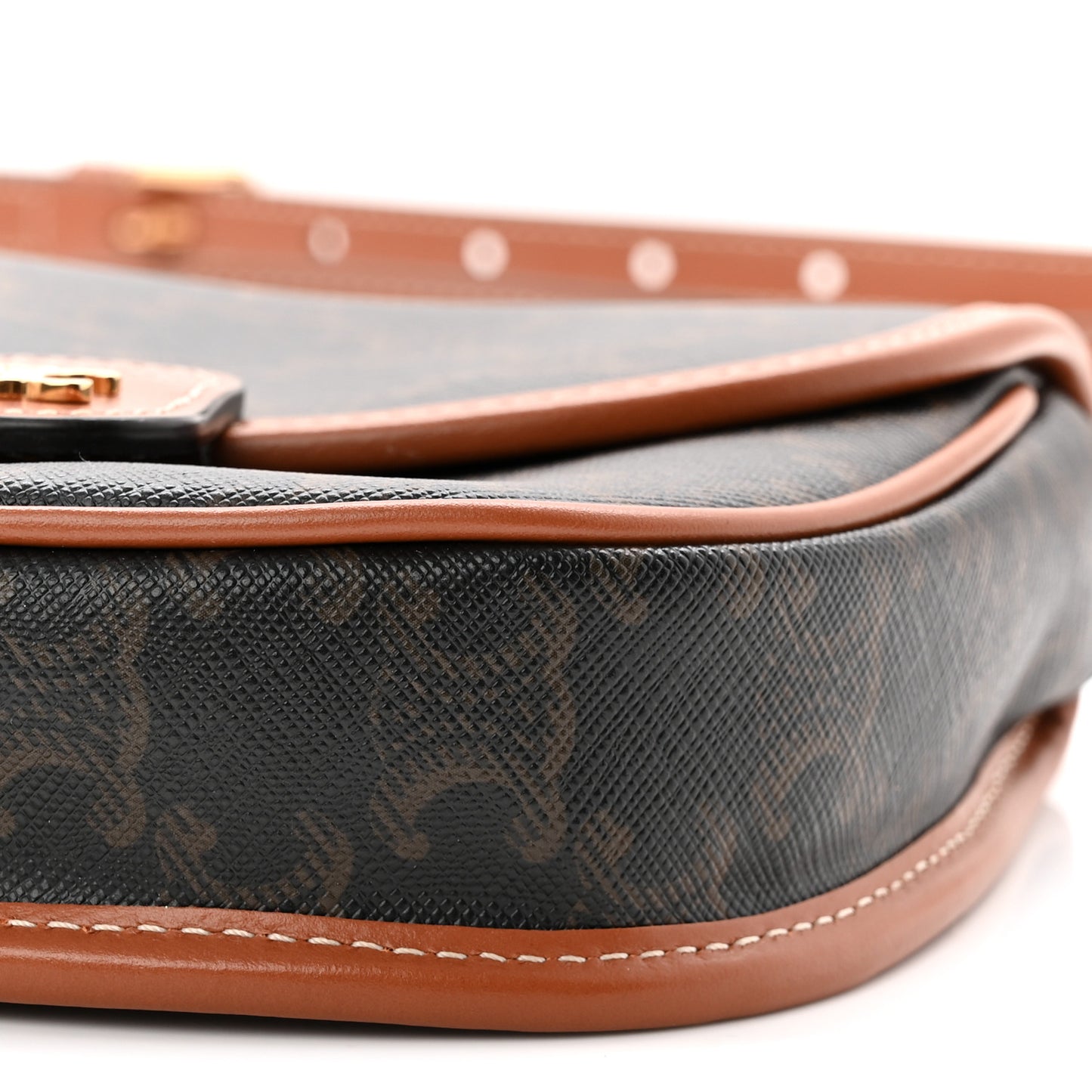Canvas Calfskin Triomphe Mini Besace Tan