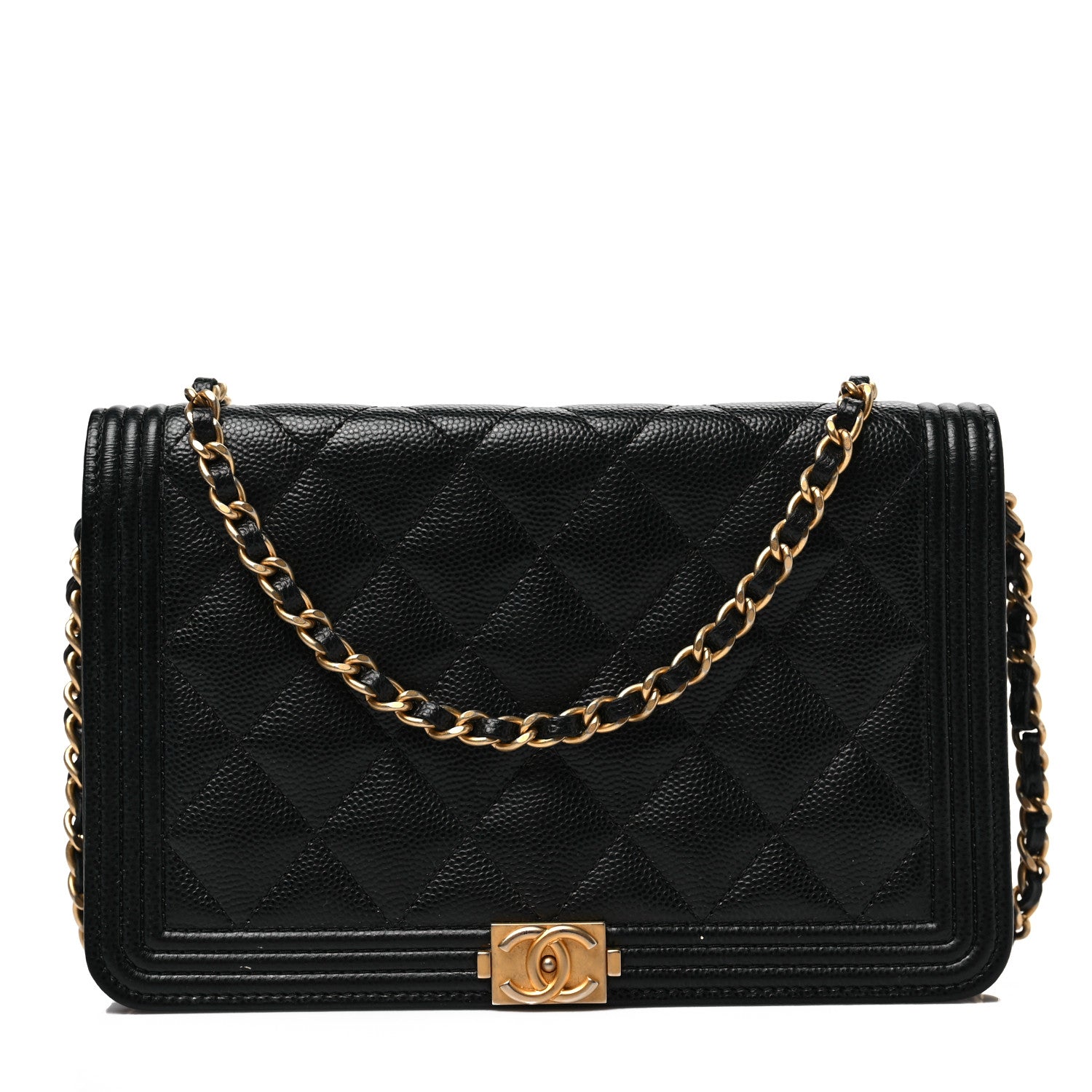 Chanel Caviar Quilted Boy Wallet On Chain WOC Black 1 of 10