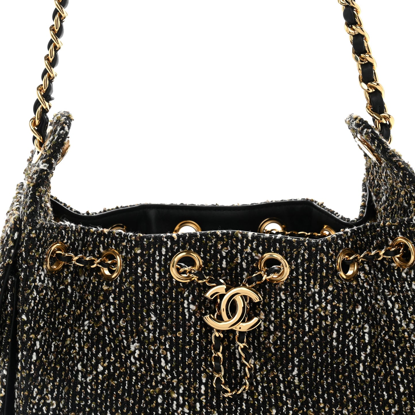 Tweed Quilted Mini Chanel 25 Handbag Black Ivory