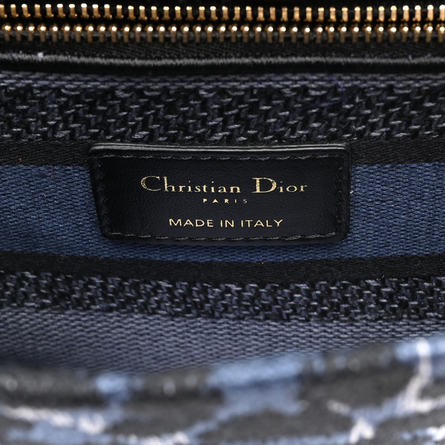 Christian Dior Canvas Mizza Embroidered Medium Lady D-Lite Blue