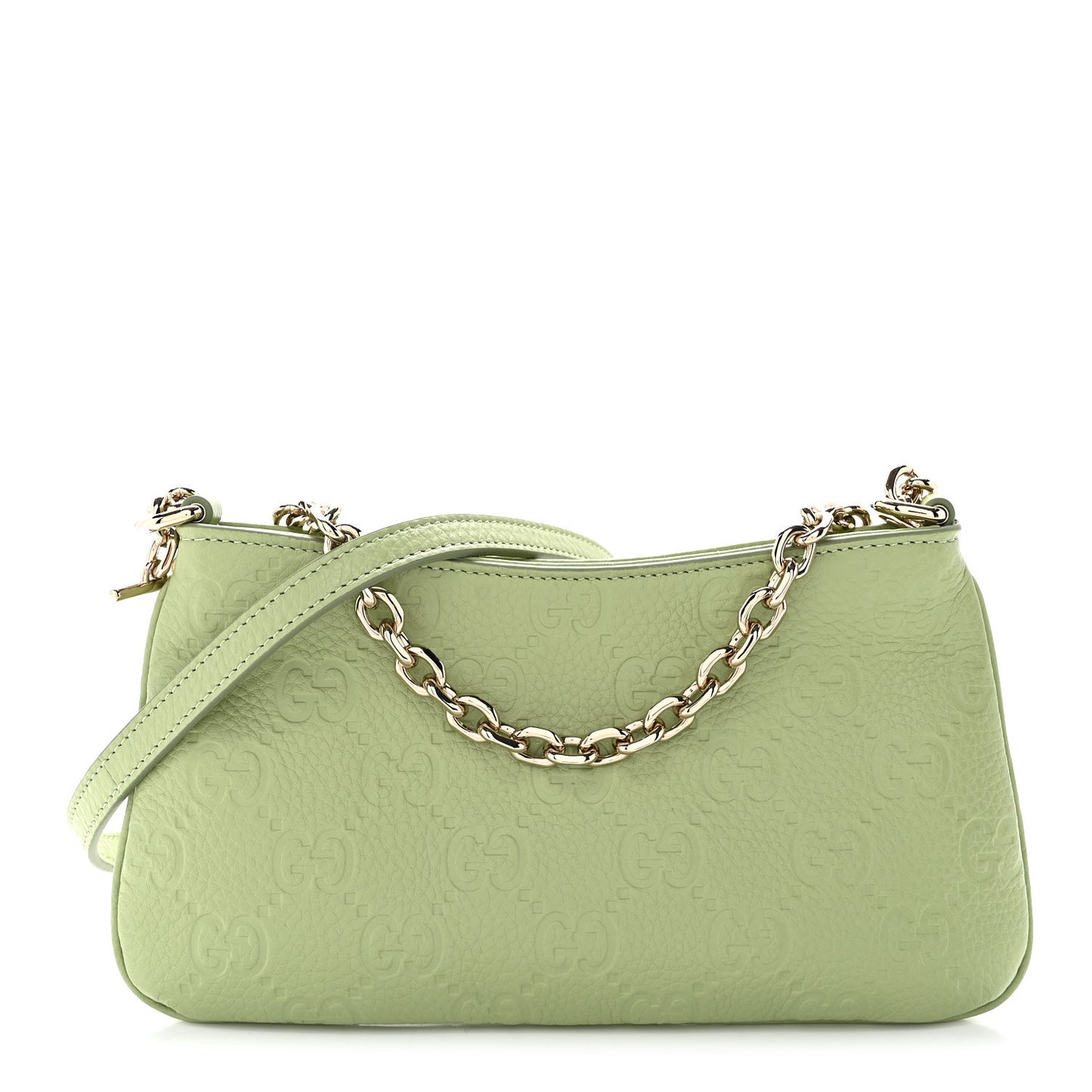 GG Grainy Calfskin Emblem Super Mini Shoulder Bag Sage Leaf