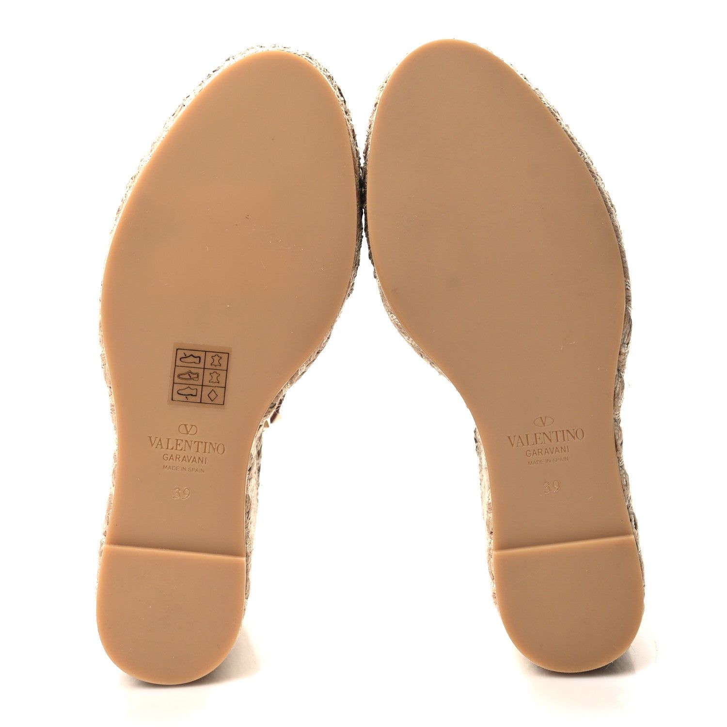 Valentino Garavani Grained Calfskin Rockstud Ankle Strap Espadrille Wedge Sandals 39 Cuoio Natural 5 of 7