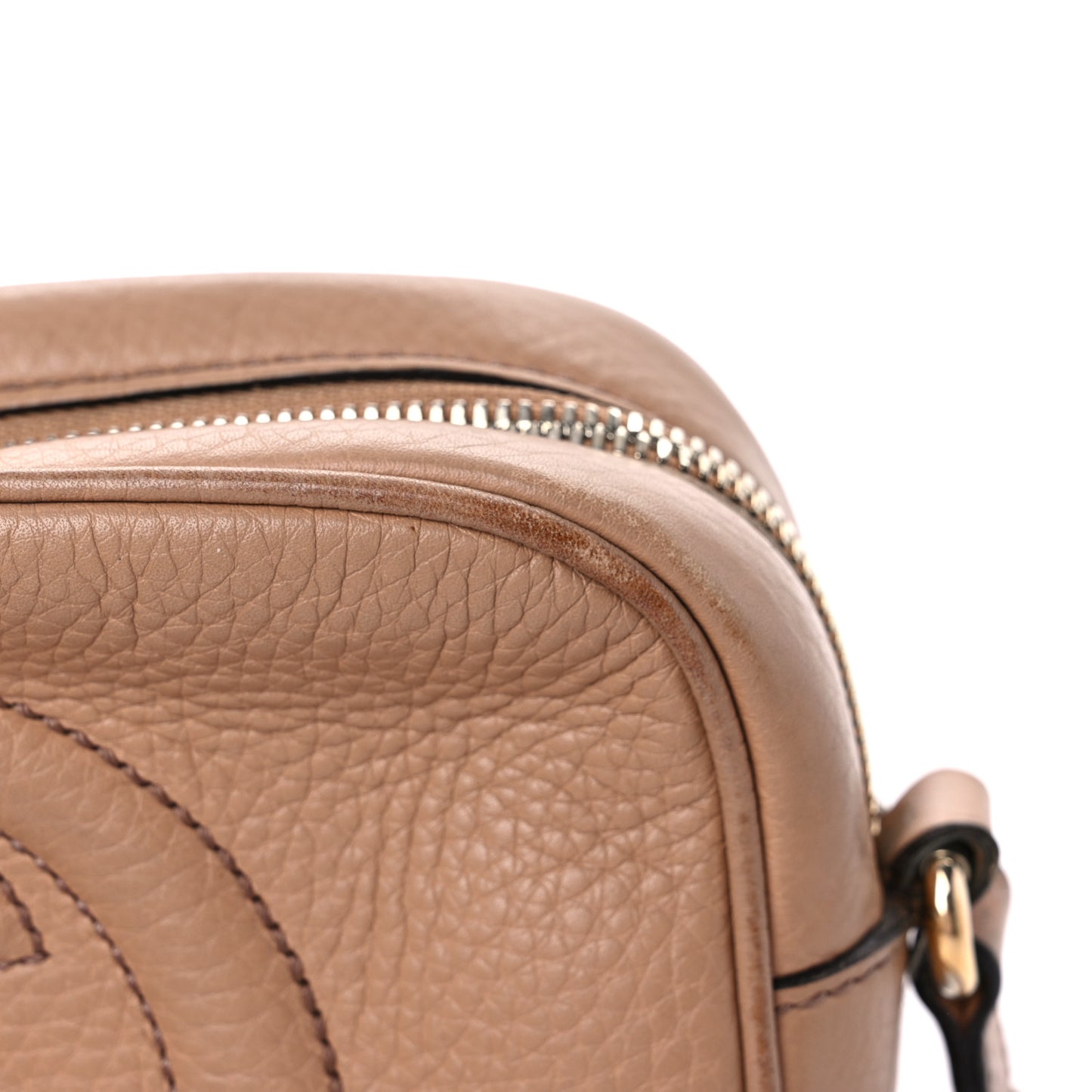 Pebbled Calfskin Small Soho Disco Bag Camelia