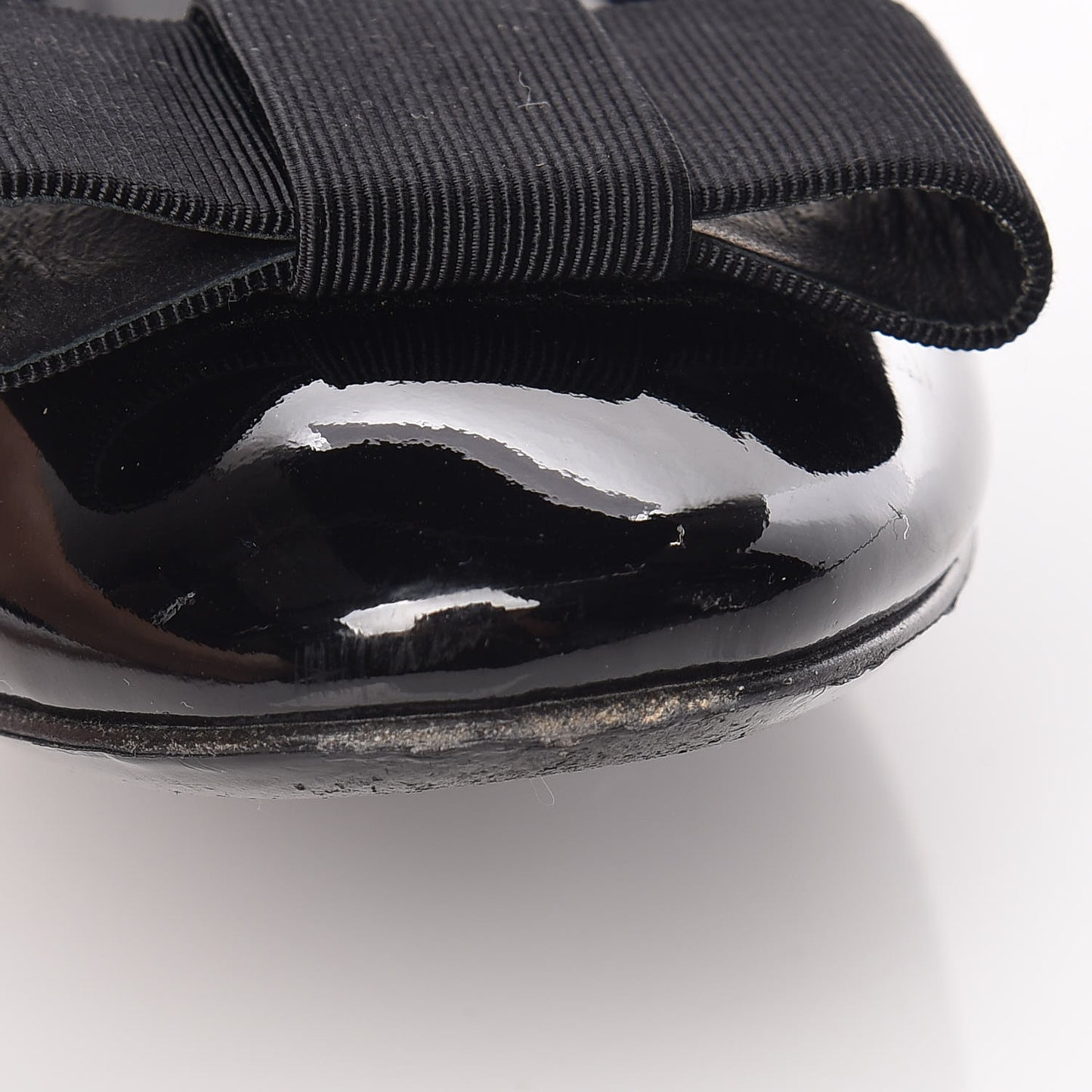 Patent Grosgrain Bow Ballet Flats 40 Black