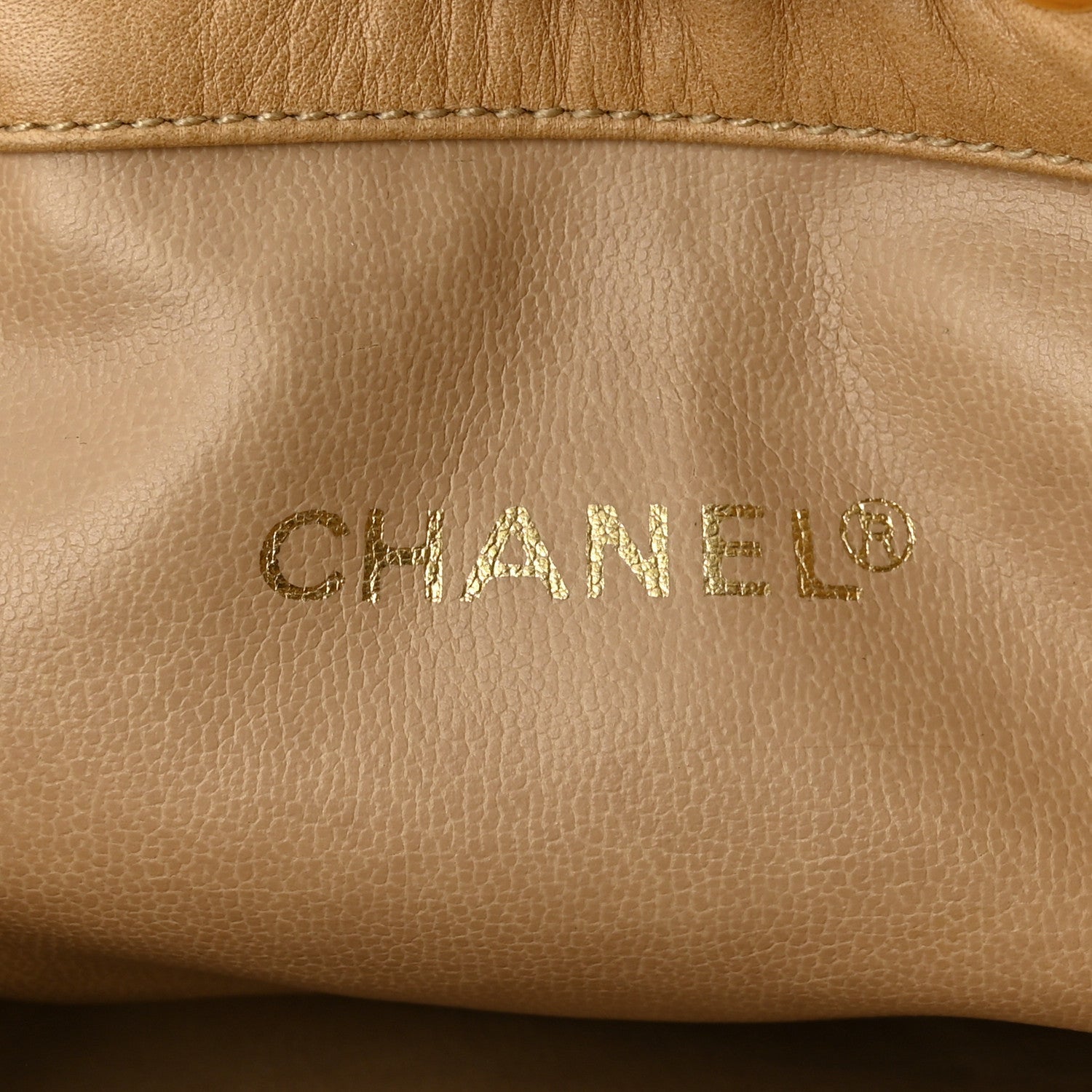 Chanel Lambskin Quilted Drawstring Bucket Bag Beige 7 of 13