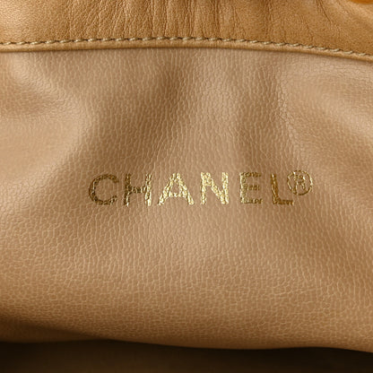 Chanel Lambskin Quilted Drawstring Bucket Bag Beige 7 of 13
