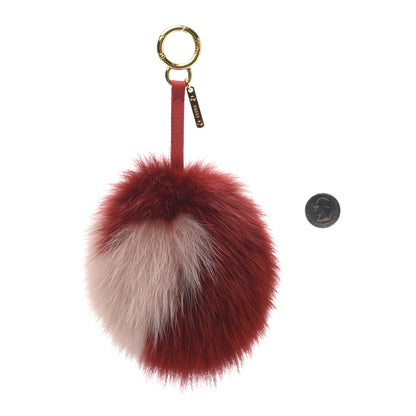 Fendi Fox Fur Shiny Nappa Heart Pom Pom Bag Charm Rosso Rosa 2 of 6