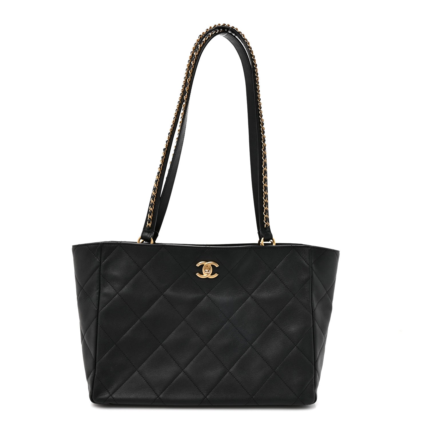Chanel Calfskin Quilted Book Pocket Shopping Tote Black 1 of 12