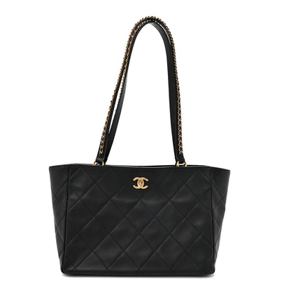 Chanel Calfskin Quilted Book Pocket Shopping Tote Black 1 of 12