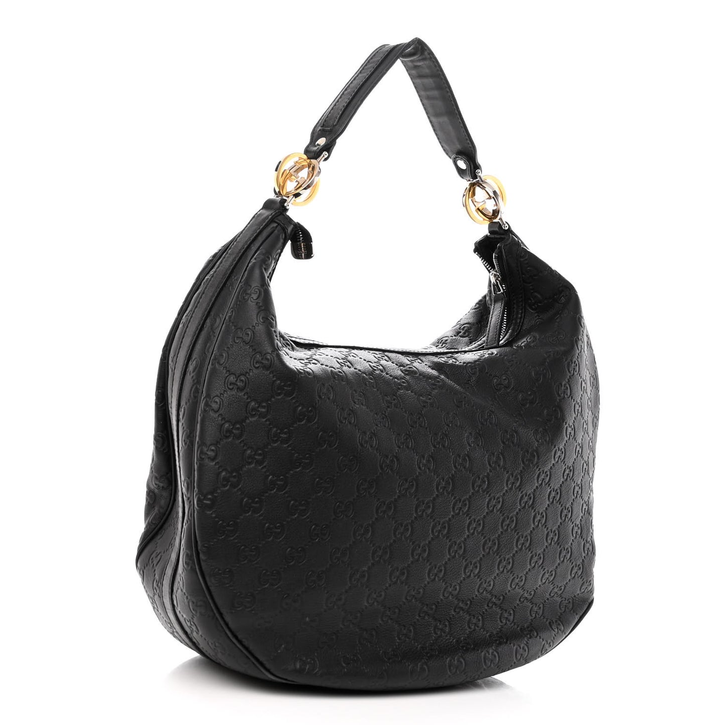 Guccissima Large GG Twins Hobo Black