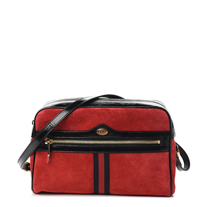 Gucci Suede Patent Web Small Ophidia Shoulder Bag Hibiscus Red Black 1 of 9