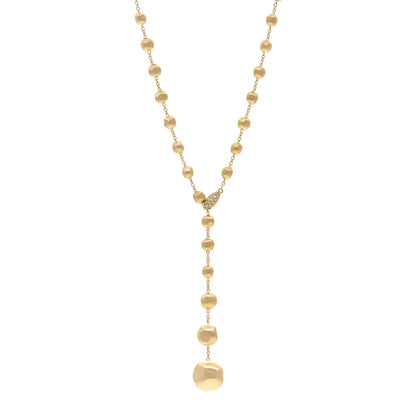 Marco Bicego 18K Yellow Gold Diamond Africa Small Bead Y Necklace 1 of 4