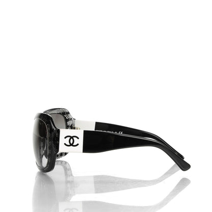 Chanel Acetate CC Lace Effect Sunglasses 5146 Black White 2 of 5