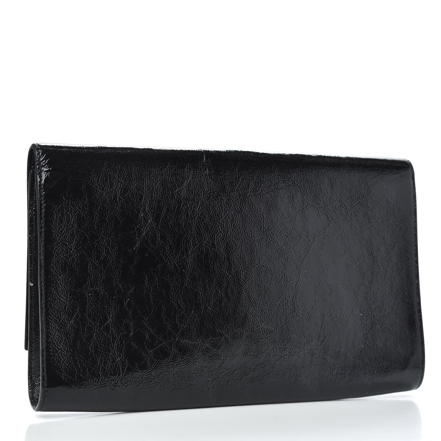 Saint Laurent Textured Patent Monogram Large Belle De Jour Clutch Black 3 of 7