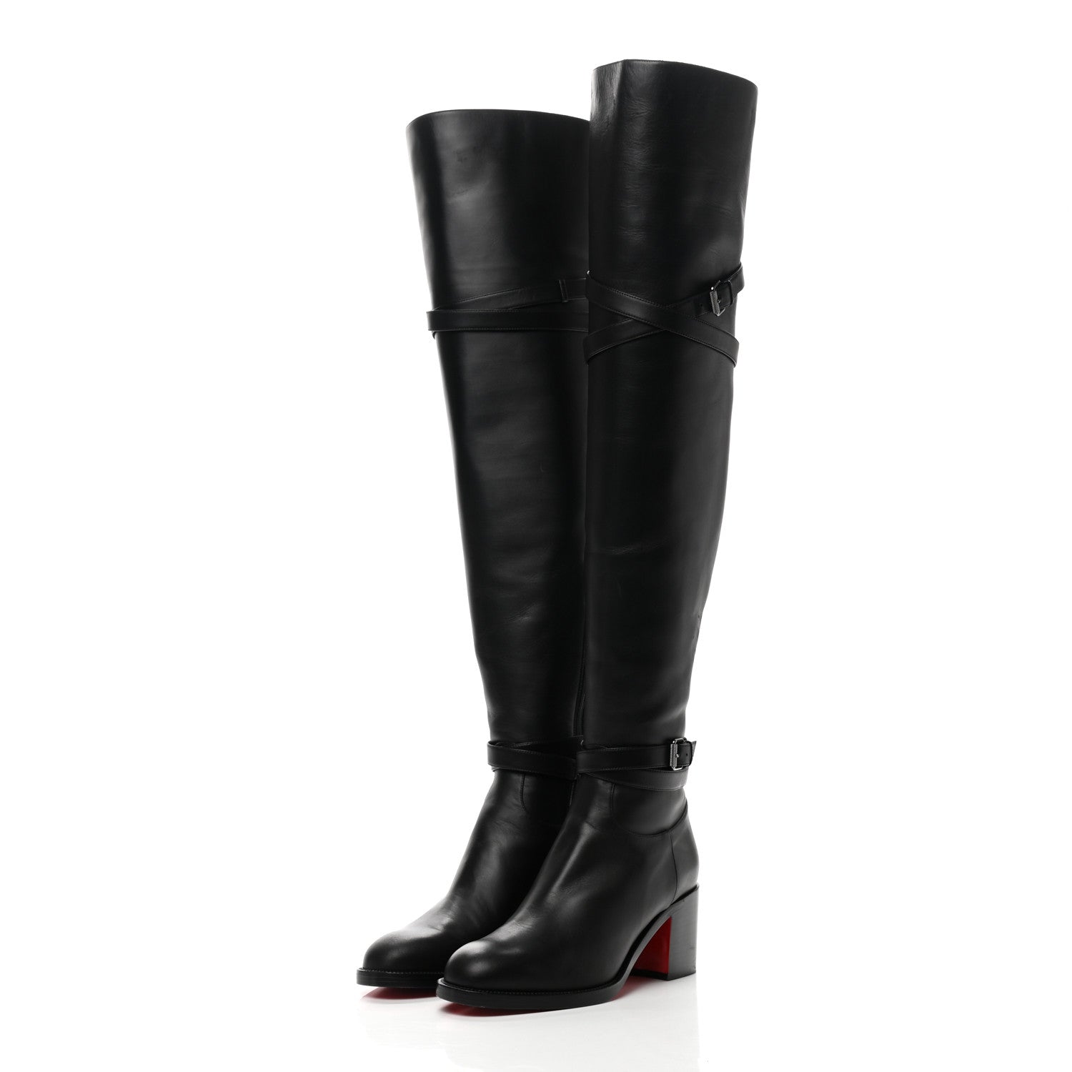 Christian Louboutin Calfskin Karialta 70 Over The Knee Boots 37.5 Black 3 of 11