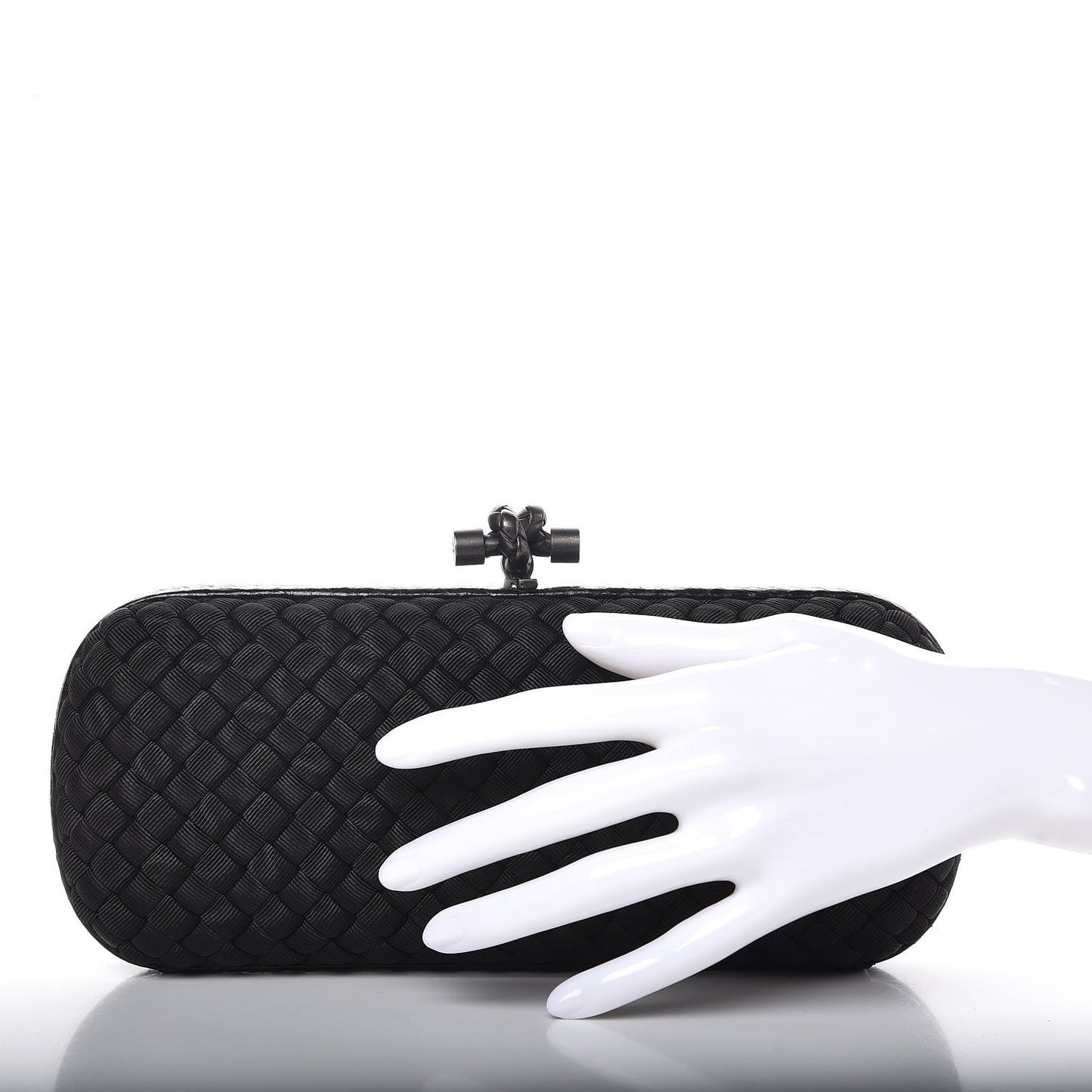 Satin Ayers Intreccio Impero Stretch Knot Clutch Black