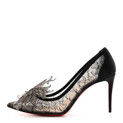 Christian Louboutin Satin Lace Delicatissima 85 Pumps 37.5 Black 1 of 10