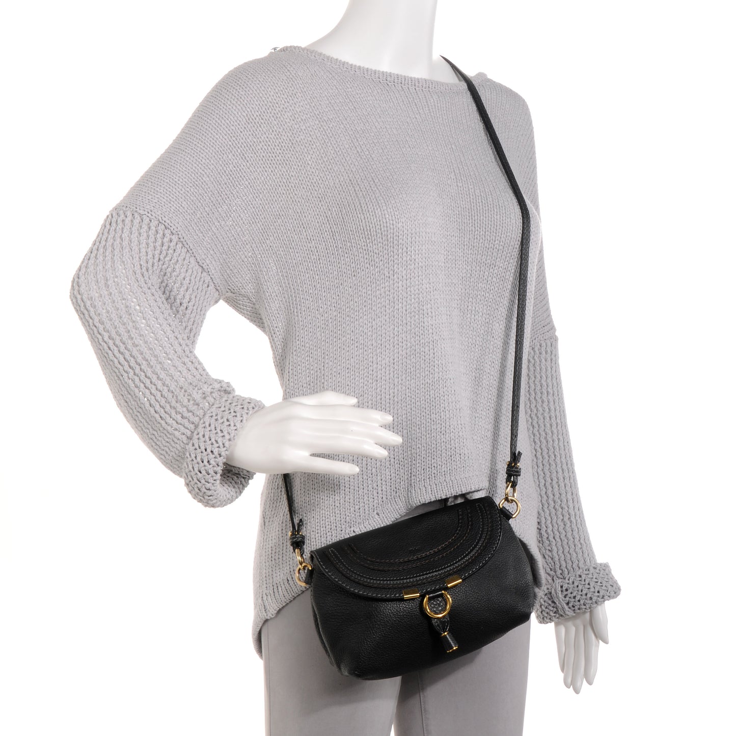 Calfskin Small Marcie Crossbody Bag Black