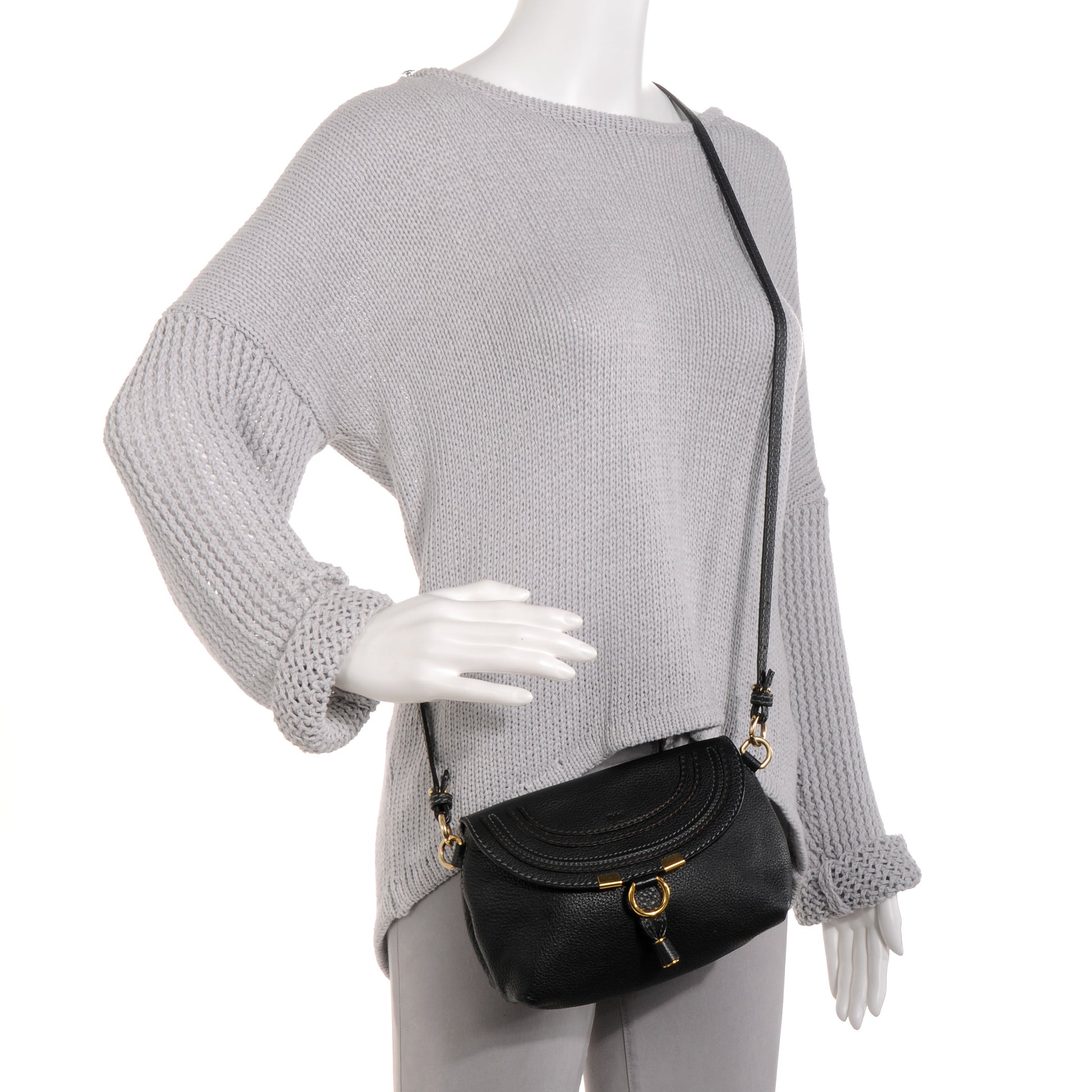 Chloe Calfskin Small Marcie Crossbody Bag Black 2 of 8