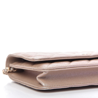 Chanel Iridescent Caviar Quilted Wallet On Chain WOC Beige 6 of 12