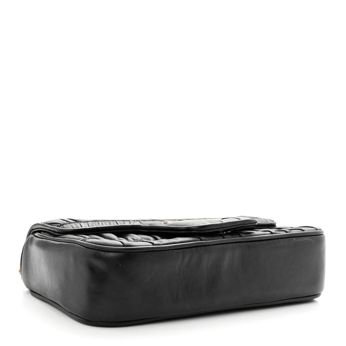 Nappa Gaufre Small Chain Flap Shoulder Bag Black