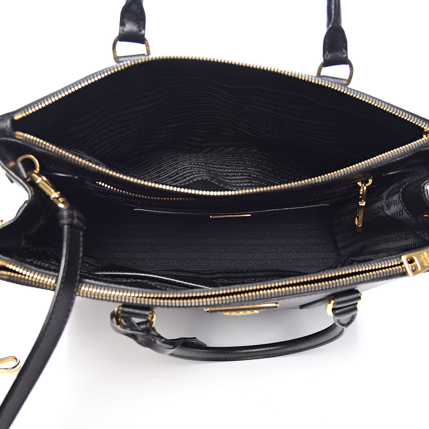 Saffiano Medium Galleria Double Zip Tote Black