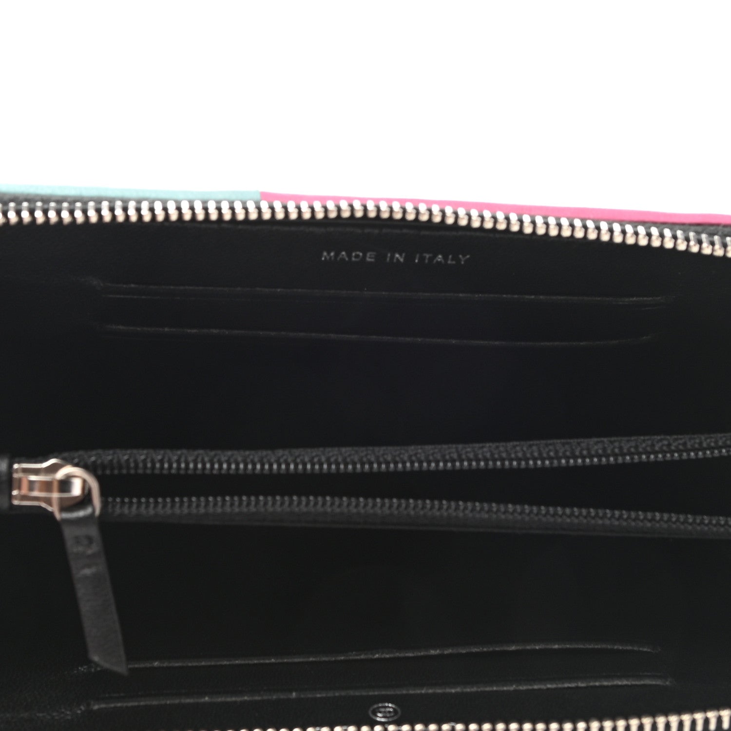 Chanel Lambskin Quilted Small Gusset Zip Around Wallet Black Pink Light Blue 5 of 9