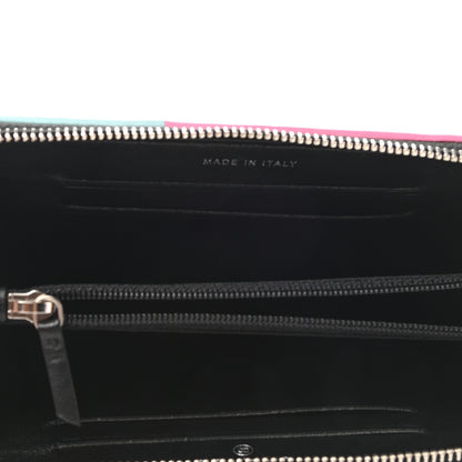 Chanel Lambskin Quilted Small Gusset Zip Around Wallet Black Pink Light Blue 5 of 9