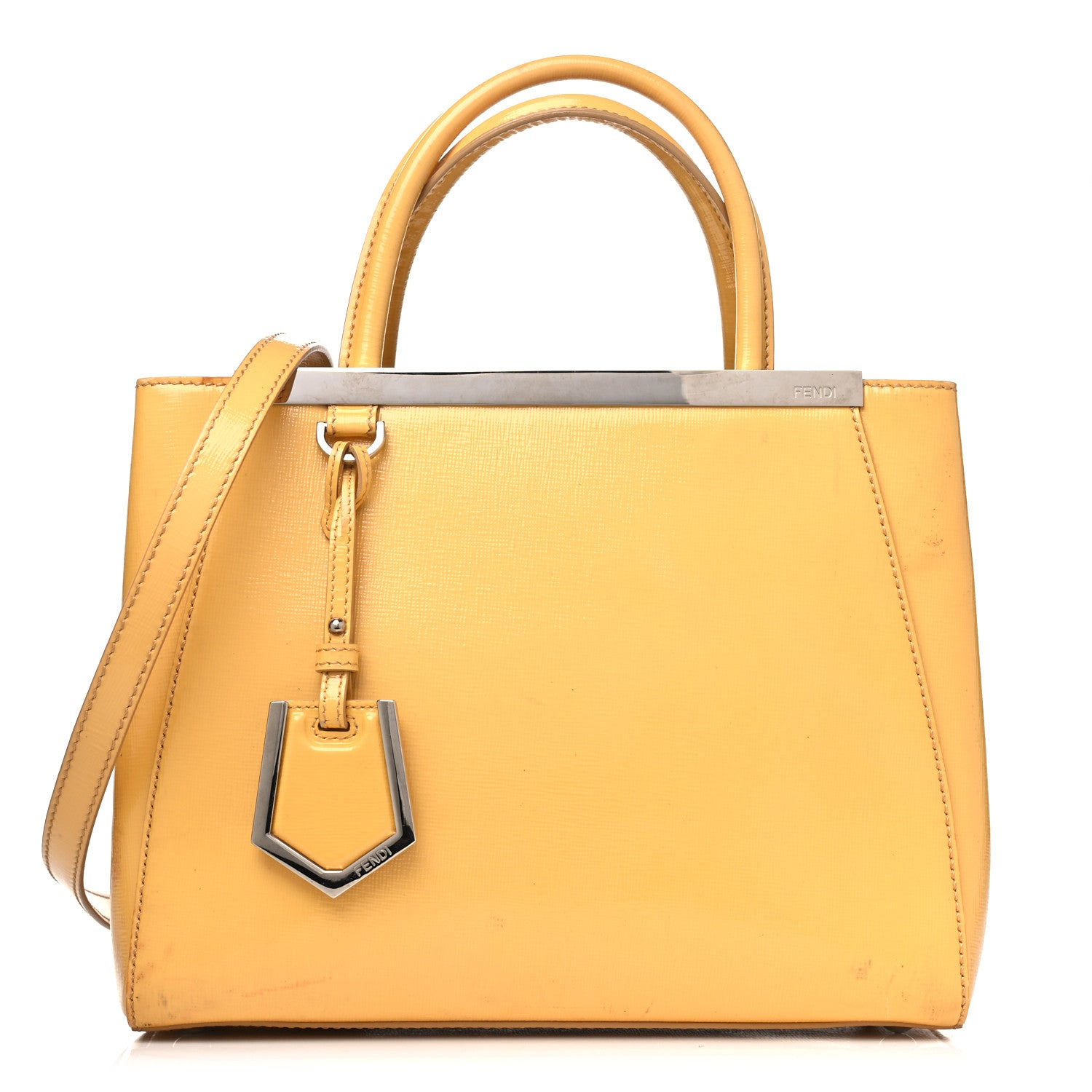 Fendi Vitello Vernice Camoscio Petite 2Jours Tote Alchemy Yellow 1 of 11