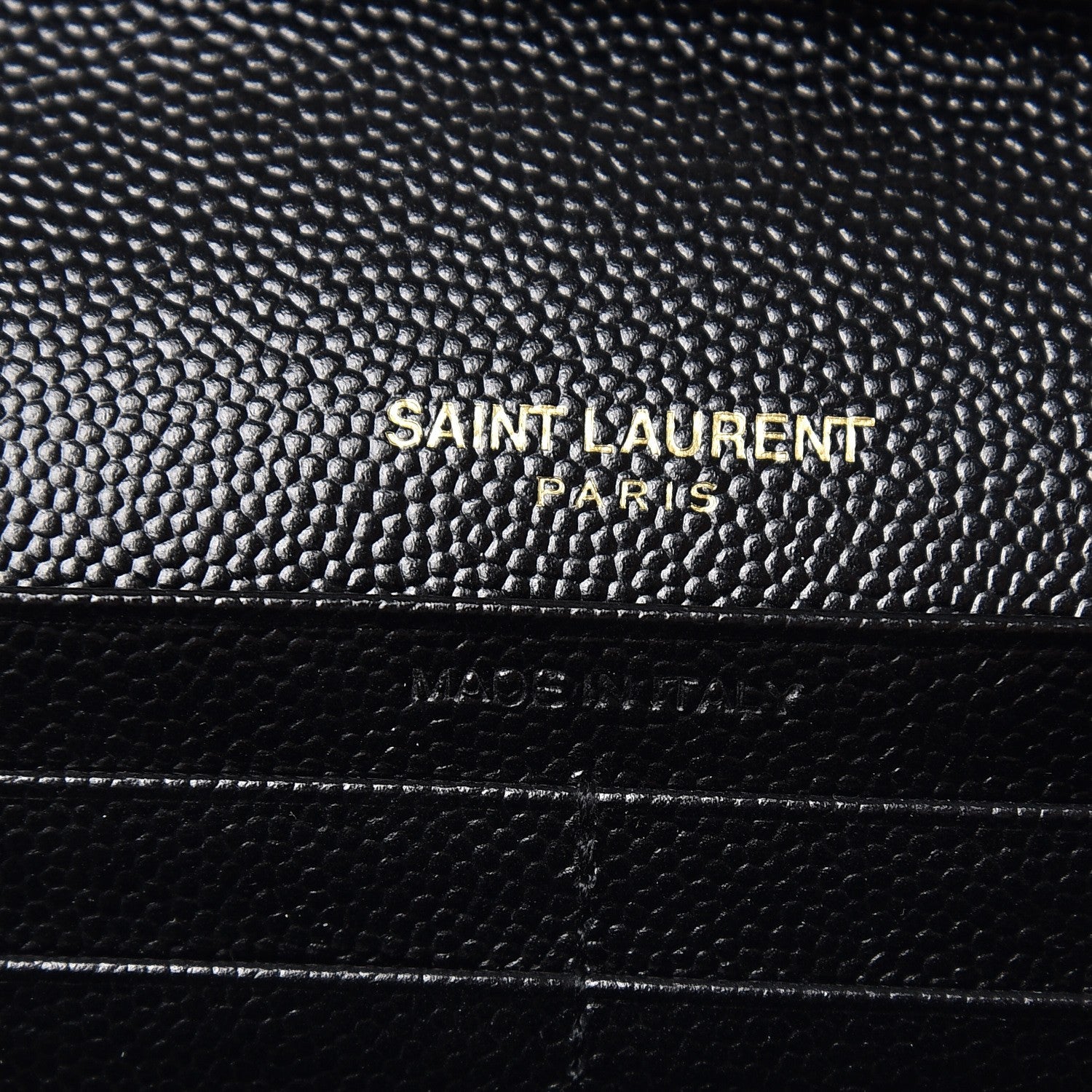 Saint Laurent Grain De Poudre Matelasse Chevron Monogram Chain Wallet Black 6 of 7