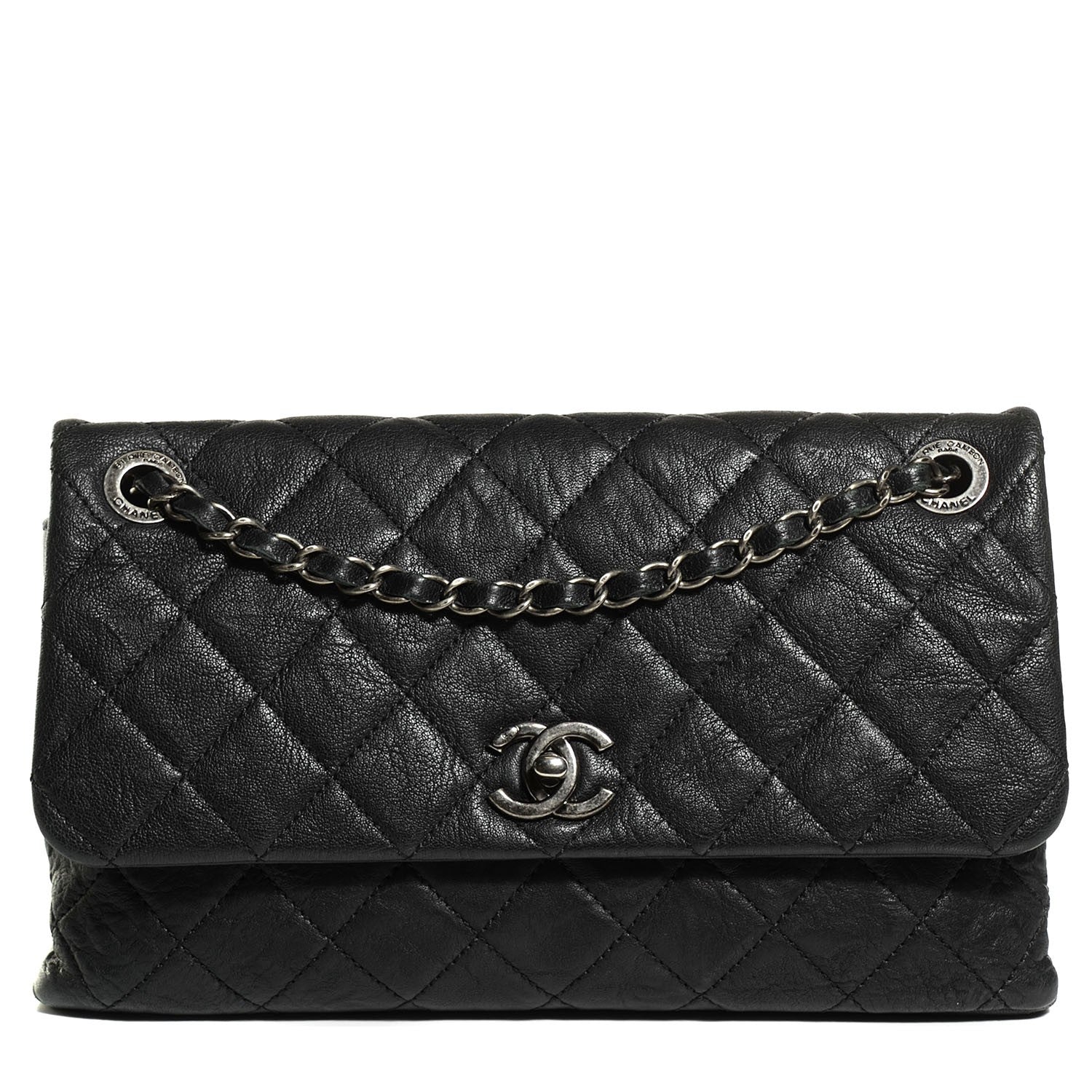 Chanel Goatskin Quilted Double Bag Flap Black 1 of 8