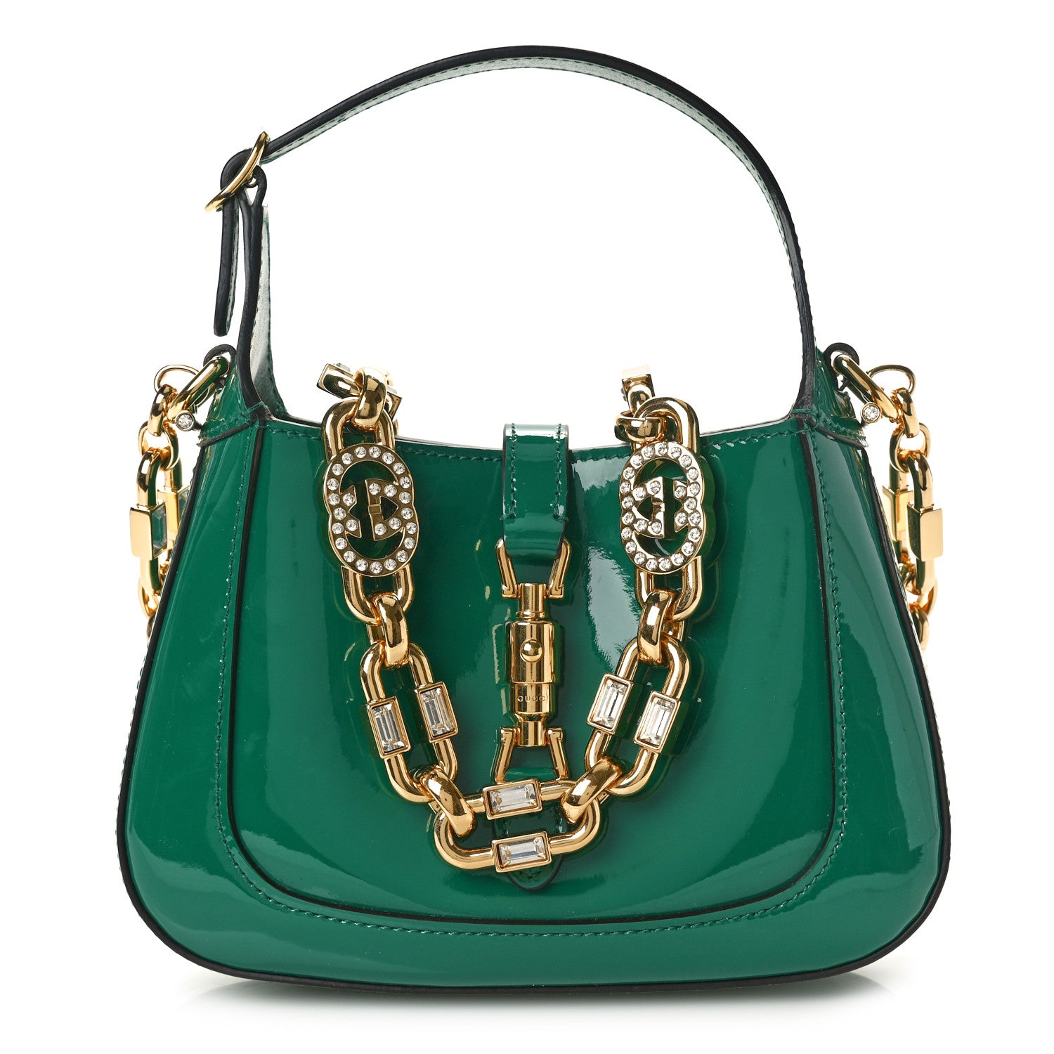 Gucci Patent Mini Jackie 1961 Crystal Hobo Emerald 1 of 10