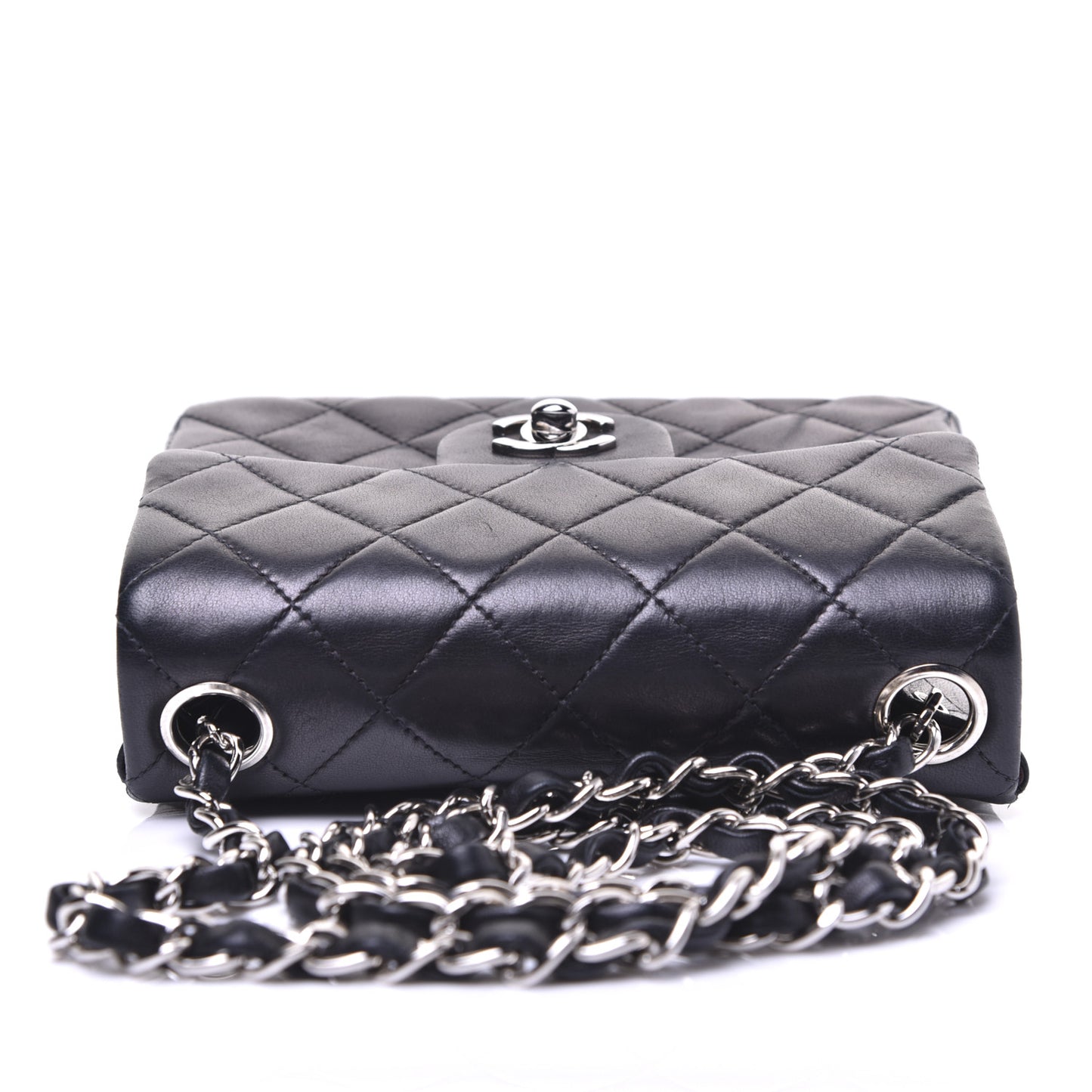 Lambskin Quilted Mini Square Flap Black